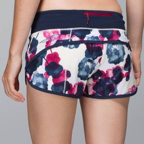 Rare! Lululemon Run Speed Shorts navy, cream, berry (Inky Floral Ghost Inkwell) - Picture 7 of 8